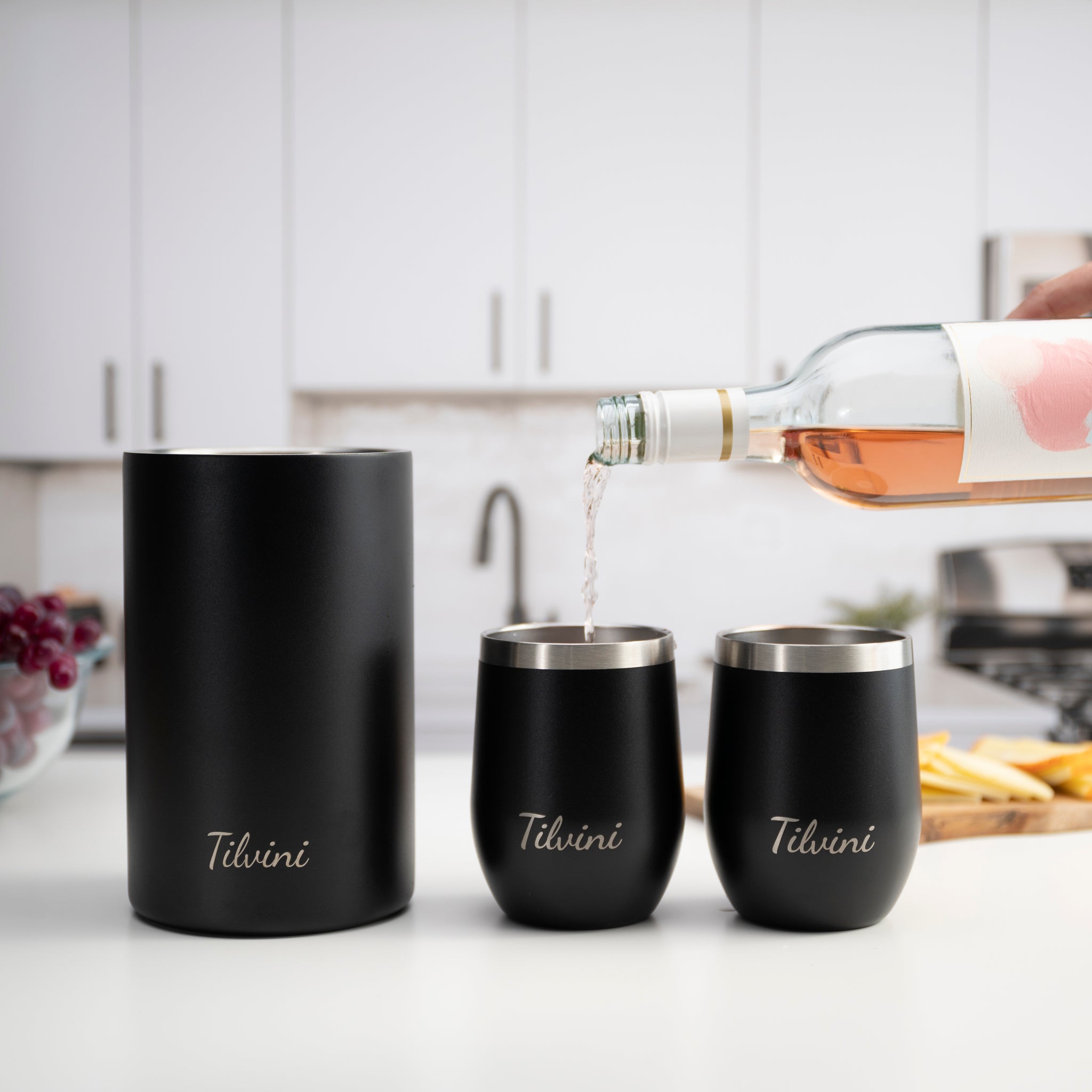 Wine Tumbler & Wine Bucket Gift Set. 12oz Double Wall Stainless Steel –  Tilvini