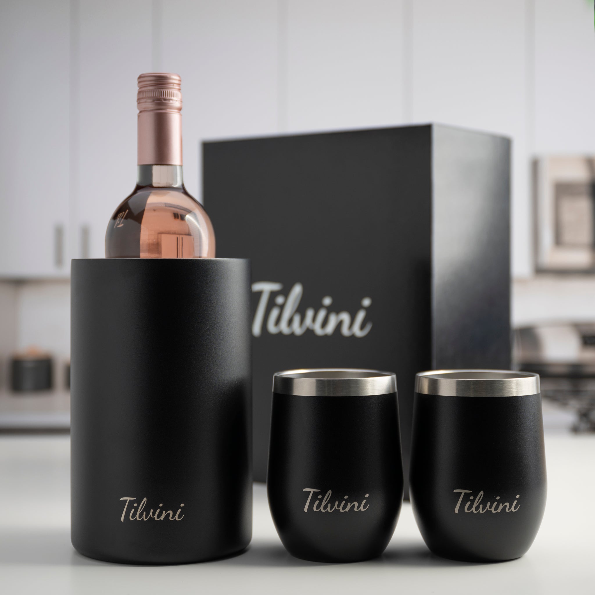 Insulated Wine Bottle & Tumbler Set w/ Lid